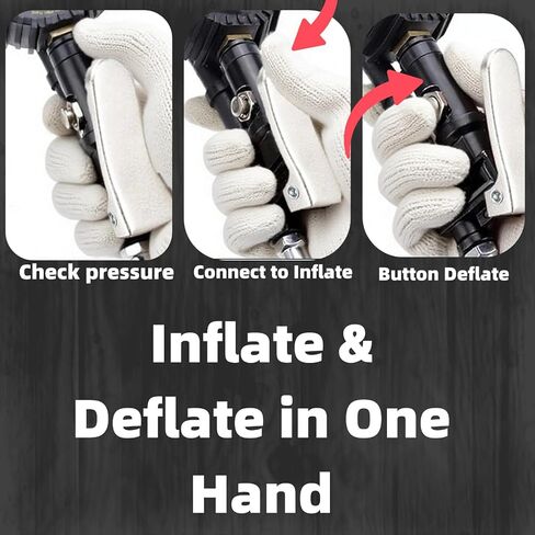 مقياس نفخ الإطارات الرقمي - 250 رطل لكل بوصة مربعة، خرطوم مضفر من الفولاذ المقاوم للصدأ، ظرف دوار للقفل، وصلة سريعة، دقة 0.1 للسيارة والشاحنات وسيارات الدفع الرباعي والمركبات الترفيهية والدراجة - أداة هوائية شديدة التحمل in Kuwait