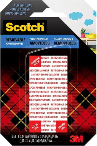 Scotch Removable Double-Sided Mounting Squares, 16 Pre-Cut Foam Squares, 0.7 in. x 0.7 in., Removes Easily Without Leaving Any Residue, Photo-Safe, Mess-Free Application (108AMS-SQ-16) in Kuwait