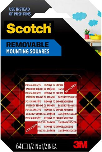 Scotch Removable Double-Sided Mounting Squares, 16 Pre-Cut Foam Squares, 0.7 in. x 0.7 in., Removes Easily Without Leaving Any Residue, Photo-Safe, Mess-Free Application (108AMS-SQ-16) in Kuwait