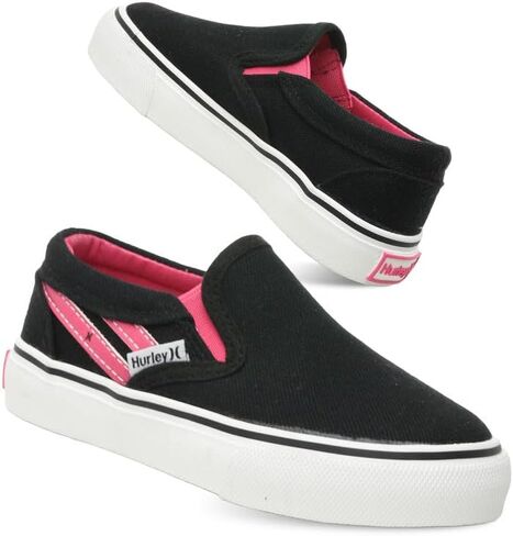 Hurley Kids Canvas Slip On Sneakers – Low Cut Skateboarding Shoes for Kids, Sports Shoes for Boys and Girls, Casual Sneakers in Kuwait