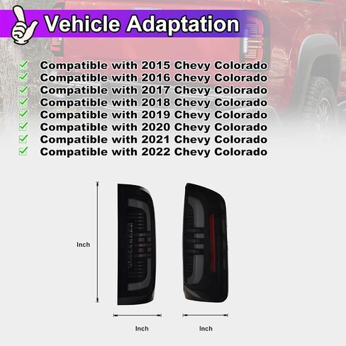 مصابيح LED للطرق الوعرة من Nixon متتابعة لسيارة Chevy Colorado 2015 2016 2017 2018 2019 2020 2021 2022 استبدال مجموعة المصابيح الخلفية تصميم LED كامل مع إشارة انعطاف تسلسلية، عدسات دخان in Kuwait