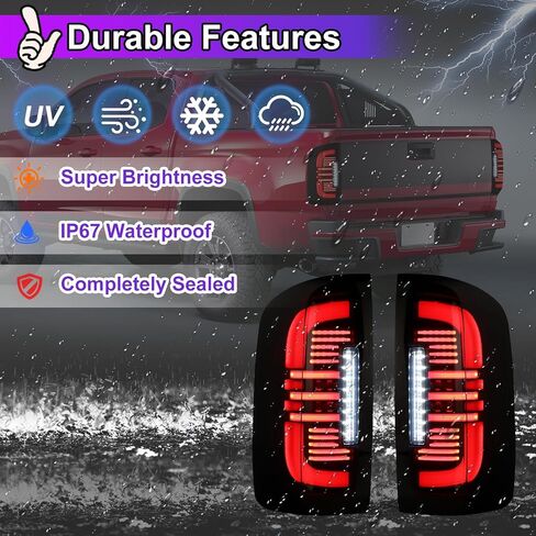 مصابيح LED للطرق الوعرة من Nixon متتابعة لسيارة Chevy Colorado 2015 2016 2017 2018 2019 2020 2021 2022 استبدال مجموعة المصابيح الخلفية تصميم LED كامل مع إشارة انعطاف تسلسلية، عدسات دخان in Kuwait