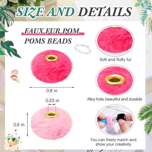 Ferreve 200 Pcs Fluffy Faux Fur Pom Poms Beads Mixed Color Soft Puff Beads for DIY Pens Jewelry Keychain Handicrafts Craft Accessories(Lambswool) in Kuwait