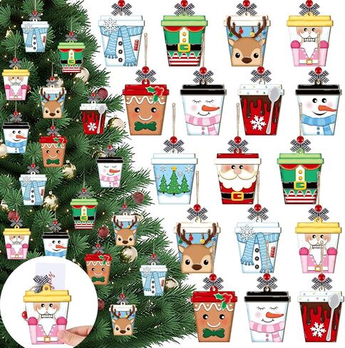 20 Pcs Christmas Card Money Gift Holder Ornaments Wooden Christmas Tree Nutcracker Cocoa Gingerbread Snowman Santa Claus Money Gift Card Sleeves Xmas Hanging Decoration for Winter Holiday in Saudi Arabia