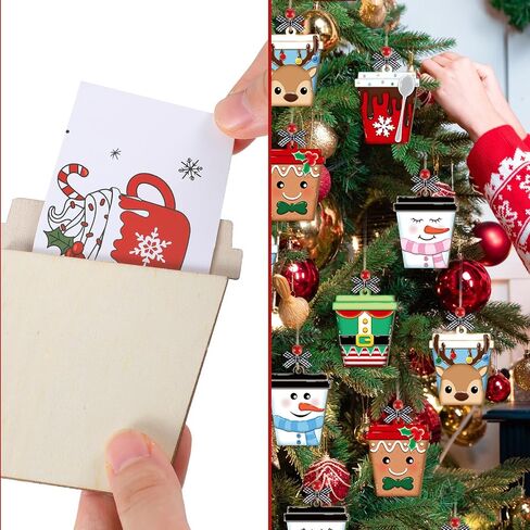 20 Pcs Christmas Card Money Gift Holder Ornaments Wooden Christmas Tree Nutcracker Cocoa Gingerbread Snowman Santa Claus Money Gift Card Sleeves Xmas Hanging Decoration for Winter Holiday in Saudi Arabia