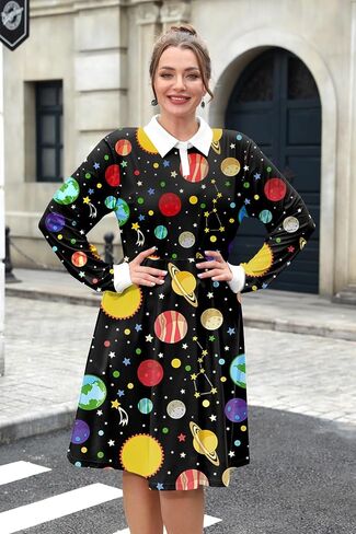 Maisolly Women's Halloween Costume Sets 3 Pcs Plus Size Cute Long Sleeve Dress with Handbag Earrings XL - 4XL in Saudi Arabia