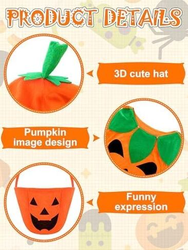 Halloween Adult Pumpkin Costume Set - Sleeveless Velvet Pumpkin Outfit with Candy Bag, Funny Hat & Striped Tights for Women Halloween Party Cosplay in Saudi Arabia