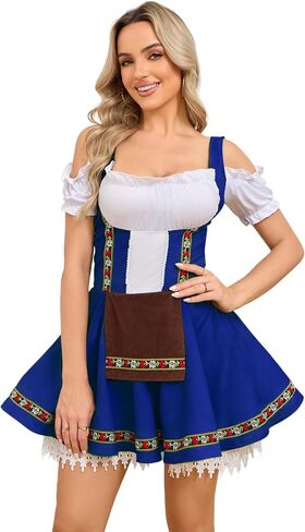 فستان Oktoberfest التنكري للنساء، فستان Dirndl للزي البافاري الألماني التقليدي، مهرجان الهالوين in Kuwait