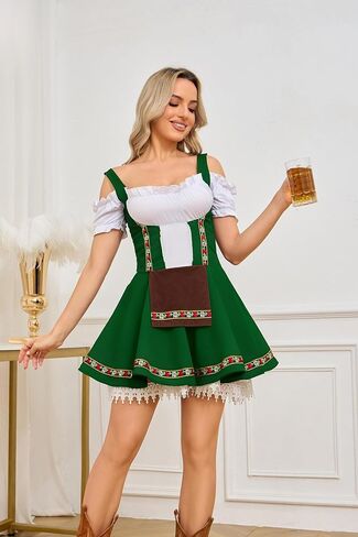 فستان Oktoberfest التنكري للنساء، فستان Dirndl للزي البافاري الألماني التقليدي، مهرجان الهالوين in Kuwait