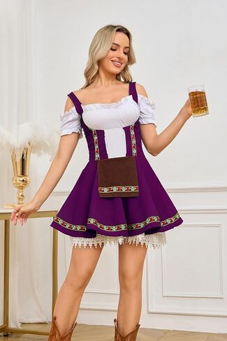 فستان Oktoberfest التنكري للنساء، فستان Dirndl للزي البافاري الألماني التقليدي، مهرجان الهالوين in Kuwait