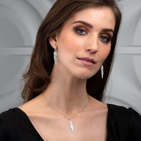أقراط Namana Angel Wings من الفضة الإسترلينية 925، أقراط طويلة للنساء بأحجار سوداء أو بيضاء، أقراط متدلية أنيقة للنساء من الفضة الإسترلينية مع صندوق هدايا in Kuwait