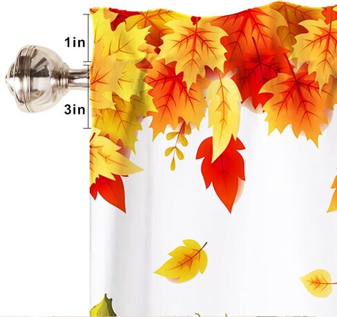 Limike Fall Valances for Windows, Fall Leaves Pumpkin Kitchen Curtains Valances, Rod Pocket Window Valance for Kitchen, Window Treatments Drapes for Bedroom 54" W x 18" L, 1 Panel in Kuwait