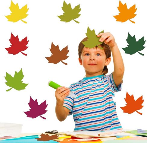 Geyee 108 Pcs Leaf Cutouts Paper Fall Maple Leaves Cut Outs Watercolor Classroom Bulletin Board Decorations Autumn Die Cut for Teachers Kids DIY Craft in Saudi Arabia