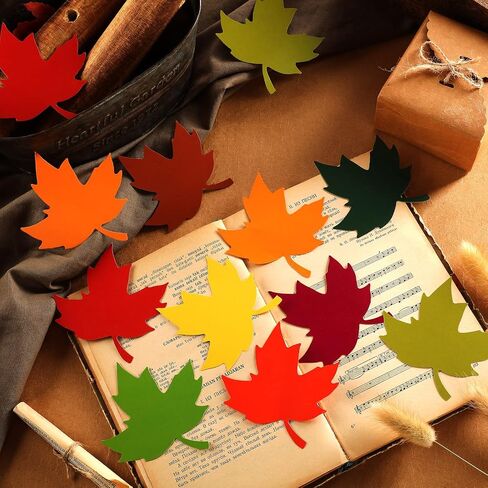 Geyee 108 Pcs Leaf Cutouts Paper Fall Maple Leaves Cut Outs Watercolor Classroom Bulletin Board Decorations Autumn Die Cut for Teachers Kids DIY Craft in Saudi Arabia