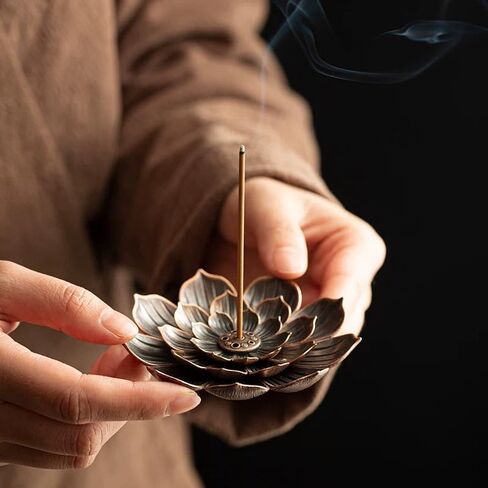 Incense Burner, Incense Holder for Sticks, Brass Lotus Incense Stick Holder and Detachable Ash Catcher in Saudi Arabia