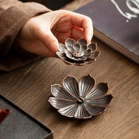 Incense Burner, Incense Holder for Sticks, Brass Lotus Incense Stick Holder and Detachable Ash Catcher in Saudi Arabia