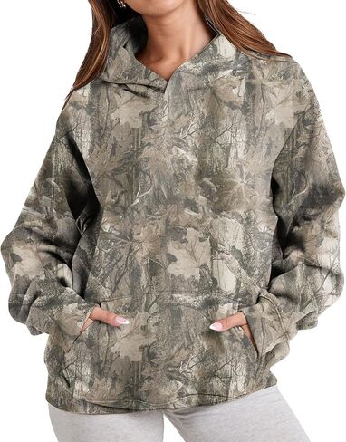 كامو هوديي النساء الرجال المتضخم الصوف مابل ليف قمصان سويت شيرت بقلنسوة البلوز عادية التمويه هوديس مع جيوب in Kuwait