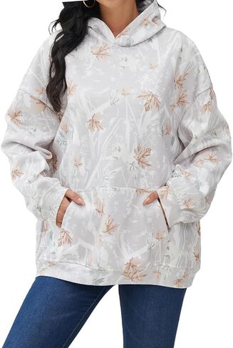 Camo Hoodie Women Mens Oversized Fleece Maple Leaf Hooded Sweatshirts Pullover Casual Camouflage Hoodies with Pockets in Saudi Arabia