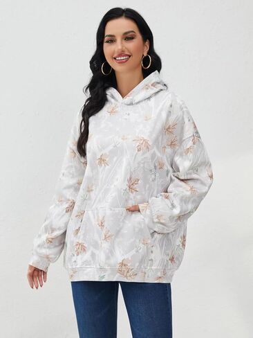 Camo Hoodie Women Mens Oversized Fleece Maple Leaf Hooded Sweatshirts Pullover Casual Camouflage Hoodies with Pockets in Saudi Arabia
