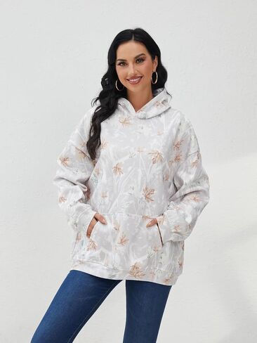Camo Hoodie Women Mens Oversized Fleece Maple Leaf Hooded Sweatshirts Pullover Casual Camouflage Hoodies with Pockets in Saudi Arabia