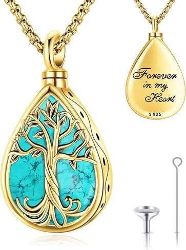 Eusense Cremation Jewelry for Ashes Urn Necklace to Put Ashes In 925 Sterling Silver Memorial Pendant Tree of Life Urn Necklaces for Ashes Necklace for Women Men in Kuwait