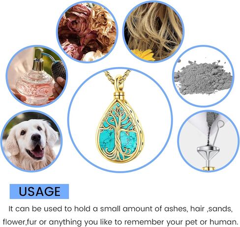 Eusense Cremation Jewelry for Ashes Urn Necklace to Put Ashes In 925 Sterling Silver Memorial Pendant Tree of Life Urn Necklaces for Ashes Necklace for Women Men in Kuwait