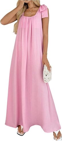 OYOANGLE Women's Bow Tie Knot Sleeveless Long Maxi Dress Casual Beach Vacation Going Out Club Party Wear in Saudi Arabia