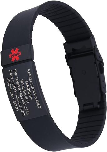 TINGKU Custom Sport Medical Alert Bracelet for Men Personalized SOS Safety Silicone Wristband Medic ID Bracelets for Runners in Kuwait