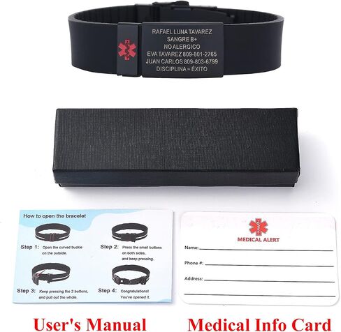 TINGKU Custom Sport Medical Alert Bracelet for Men Personalized SOS Safety Silicone Wristband Medic ID Bracelets for Runners in Kuwait