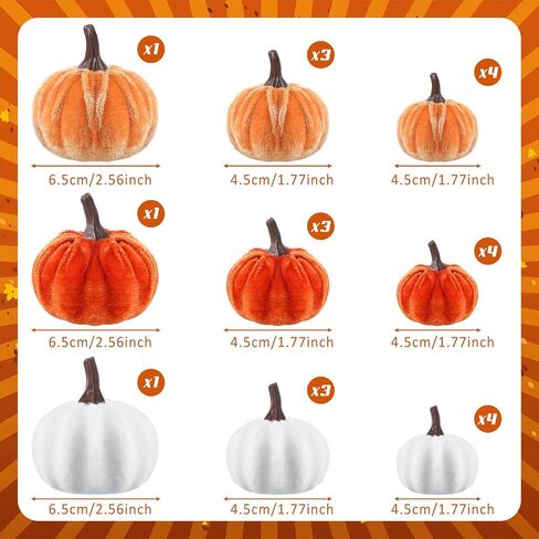 Weysat 24 Pcs Assorted Sizes Artificial Velvet Pumpkin Fall Decor Rust Orange Gold Foam Pumpkins Fabric Pumpkins for Fall Halloween Thanksgiving Harvest Farmhouse Table Centerpiece Tiered Tray Decor in Saudi Arabia