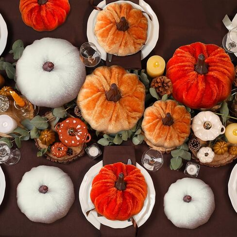 Weysat 24 Pcs Assorted Sizes Artificial Velvet Pumpkin Fall Decor Rust Orange Gold Foam Pumpkins Fabric Pumpkins for Fall Halloween Thanksgiving Harvest Farmhouse Table Centerpiece Tiered Tray Decor in Saudi Arabia