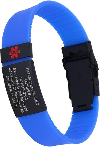 TINGKU Custom Sport Medical Alert Bracelet for Men Personalized SOS Safety Silicone Wristband Medic ID Bracelets for Runners in Kuwait