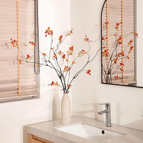 AENTGIU فو الخضرة ينبع فروع للمزهريات، 4 قطع فروع اللبخ واقعية ينبع الأوكالبتوس وهمية، والنباتات وهمية على غرار غصين لحشو المزهرية، والقطع المركزية، وديكور المنزل in Kuwait