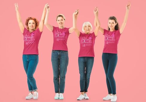 Support Breast Cancer Awareness Women's T-Shirt Faith Fight Hope Tee in Saudi Arabia
