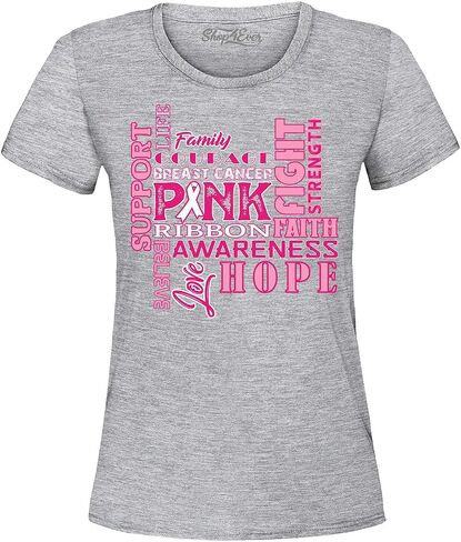 Support Breast Cancer Awareness Women's T-Shirt Faith Fight Hope Tee in Saudi Arabia