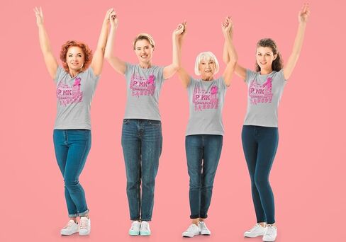 Support Breast Cancer Awareness Women's T-Shirt Faith Fight Hope Tee in Saudi Arabia