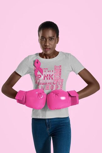Support Breast Cancer Awareness Women's T-Shirt Faith Fight Hope Tee in Saudi Arabia