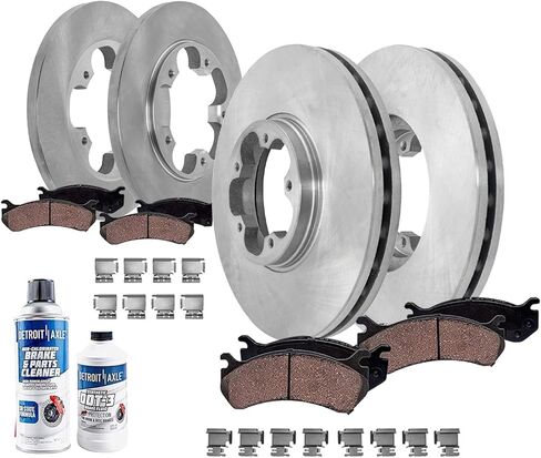 Detroit Axle - SRW Brake Kit for Ford Transit-150 Transit-250, Transit-350 [5-Lug] Disc Brakes Rotors Ceramic Brake Pads with Hardware Replacement : 12.13" inch Front and Rear Rotor in Saudi Arabia
