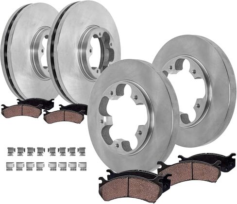 Detroit Axle - SRW Brake Kit for Ford Transit-150 Transit-250 Transit-350 Disc Brake Rotors 2015 2016 2017 2018 2019 Ceramic Brake Pads with Hardware Replacement : 12.13" inch Front and Rear Rotors in Saudi Arabia