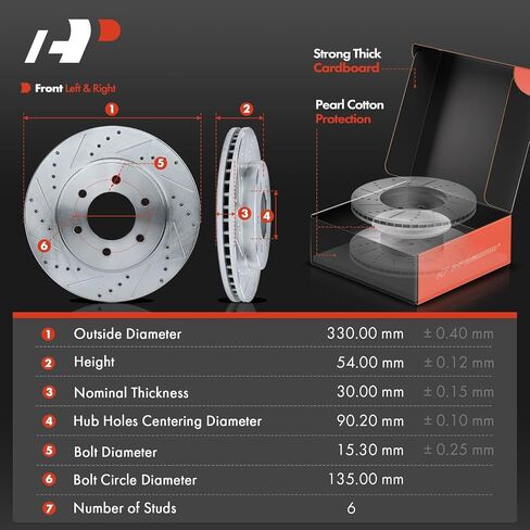A-Premium 12.99 inch (330mm) Front Drilled and Slotted Disc Brake Rotors + Ceramic Pads Kit Compatible with Select Ford and Lincoln Models - For F150 2004-2008, Mark LT 2006-2008, 4WD, 6-PC Set in Saudi Arabia