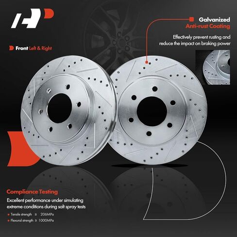 A-Premium 12.99 inch (330mm) Front Drilled and Slotted Disc Brake Rotors + Ceramic Pads Kit Compatible with Select Ford and Lincoln Models - For F150 2004-2008, Mark LT 2006-2008, 4WD, 6-PC Set in Saudi Arabia