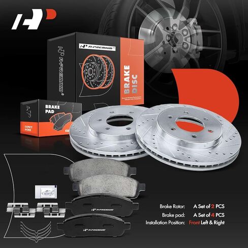 A-Premium 12.99 inch (330mm) Front Drilled and Slotted Disc Brake Rotors + Ceramic Pads Kit Compatible with Select Ford and Lincoln Models - For F150 2004-2008, Mark LT 2006-2008, 4WD, 6-PC Set in Saudi Arabia