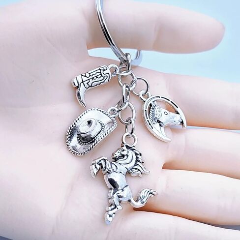 Western Cowboy Boot Hat Keychain for Women Men,Cowboys Gun Horse Charm Keychains Key Ring Accessories in Saudi Arabia