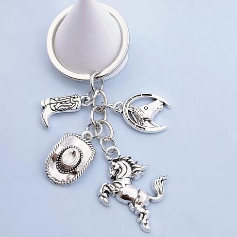 Western Cowboy Boot Hat Keychain for Women Men,Cowboys Gun Horse Charm Keychains Key Ring Accessories in Saudi Arabia