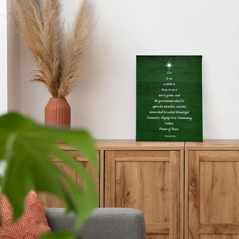 PHAMTE Vintage Christian Christmas Jingle Brass Bells Isaiah 9:6 Wall Art Decor Canvas,Farmhouse Rustic Bible Verse Pictures Wall Decor Art for Living Room Home,Religious Artwork for Walls 11x14 inch in Kuwait