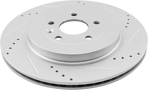 TRQ Rear Brake Rotors Set Premium G-Coated Slotted X Drilled Compatible with Ford Lincoln in Saudi Arabia