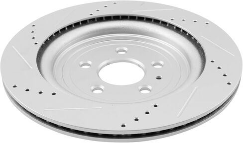 TRQ Rear Brake Rotors Set Premium G-Coated Slotted X Drilled Compatible with Ford Lincoln in Saudi Arabia