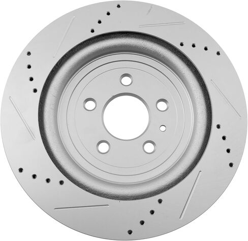 TRQ Rear Brake Rotors Set Premium G-Coated Slotted X Drilled Compatible with Ford Lincoln in Saudi Arabia