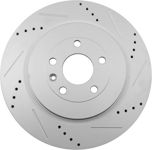 TRQ Rear Brake Rotors Set Premium G-Coated Slotted X Drilled Compatible with Ford Lincoln in Saudi Arabia