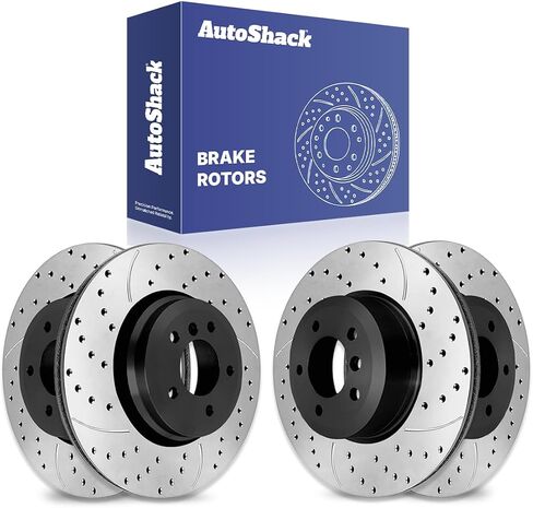 دوارات الفرامل الأمامية والخلفية المحفورة والمشقوقة من AutoShack | بديل لـ 2001-2005 BMW 320i 330i 330xi 2001-2006 330Ci 2.2L 3.0L AWD RWD | المغلفة الإلكترونية | مجموعة مكونة من 4 أجهزة كمبيوتر | ShadowGuard in Saudi Arabia
